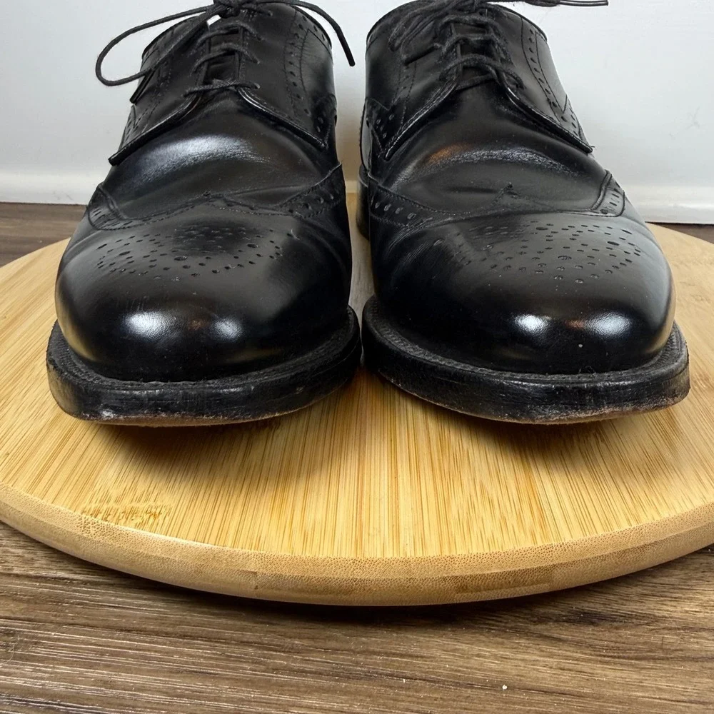 Allen Edmonds Sanford Wingtip Oxford Men's 10.5 D Black Good Leather Brogue